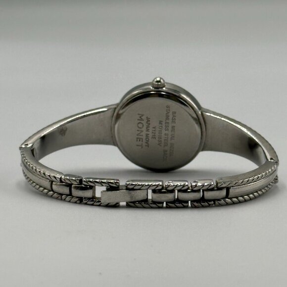 3/$30 Monet Watch Women Silver Tone Round White Dial New Battery 6.5 Inch - Picture 4 of 11